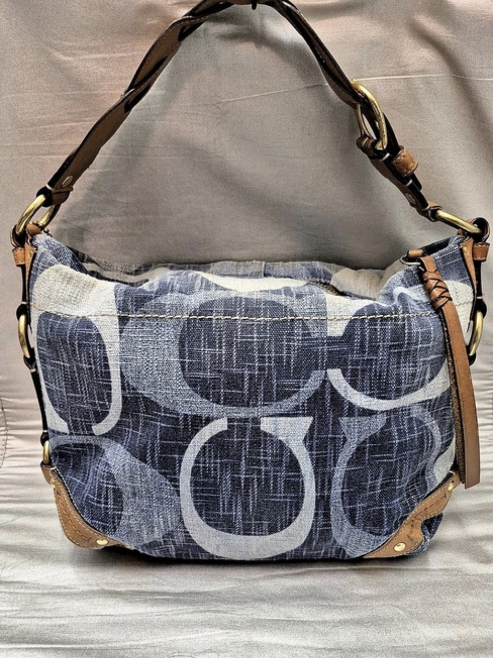 VTG Coach 12197 Carly Blue Denim Signature Bag Y2K Hobo Shoulder Purse
